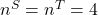 n^{S}=n^{T}=4
