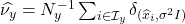 \widehat{\nu_y} = N_y^{-1} \sum_{i \in \mathcal{I}_y} \delta_{(\widehat{x}_i, \sigma^2 I)}