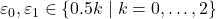 \varepsilon_0, \varepsilon_1 \in \{ 0.5k \; | \; k = 0, \ldots, 2\}